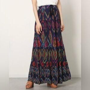 NEW Desigual Norah Patterned Flared Hem Tiered Vibrant Maxi Skirt Medium NWT